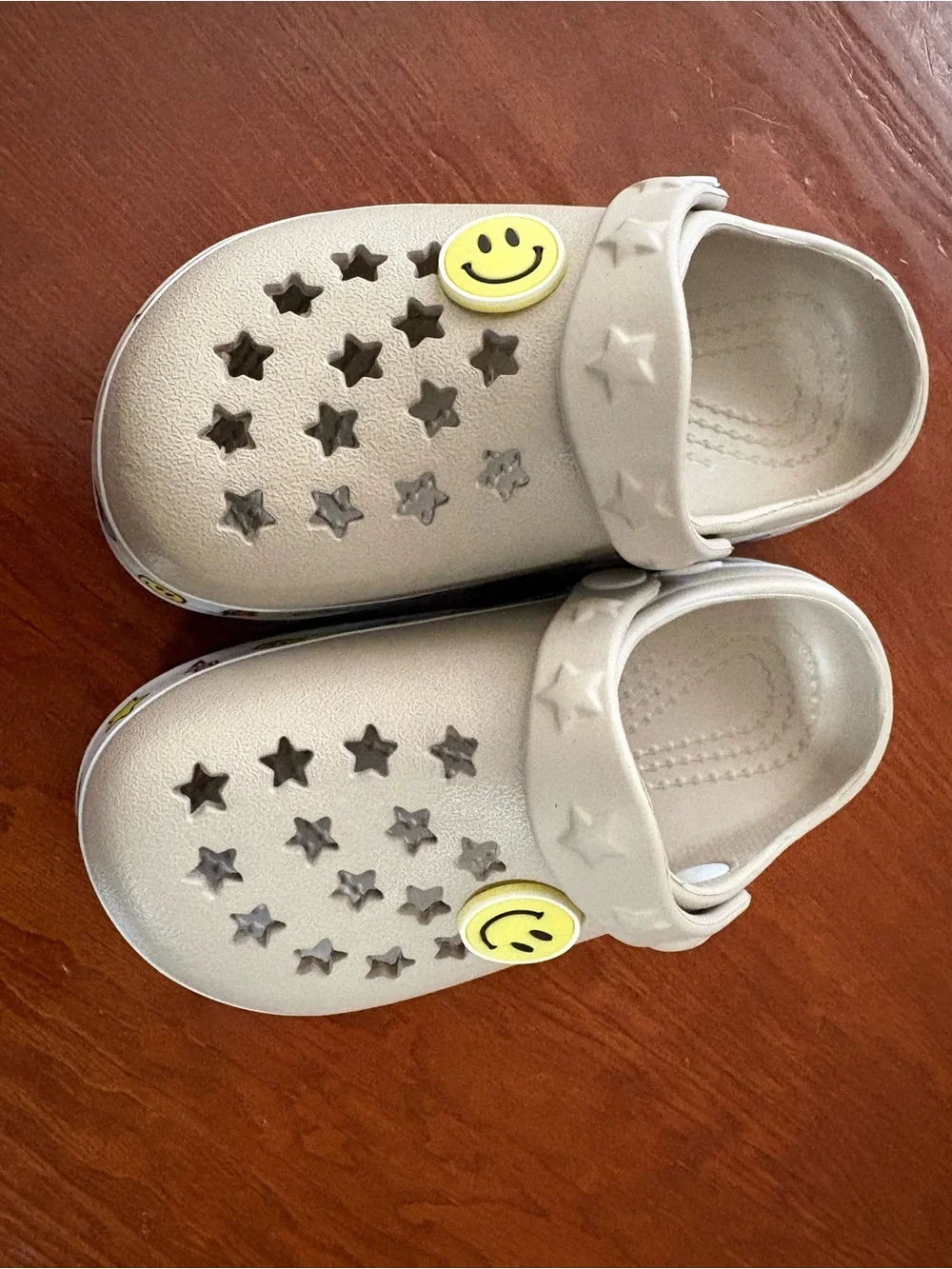 Kids Beige Star-Detail Clog with Smile Charm